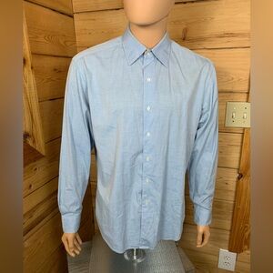 Robert Graham “Walden” Sky Blue Dress Shirt Cotton Silk‎ Size Large